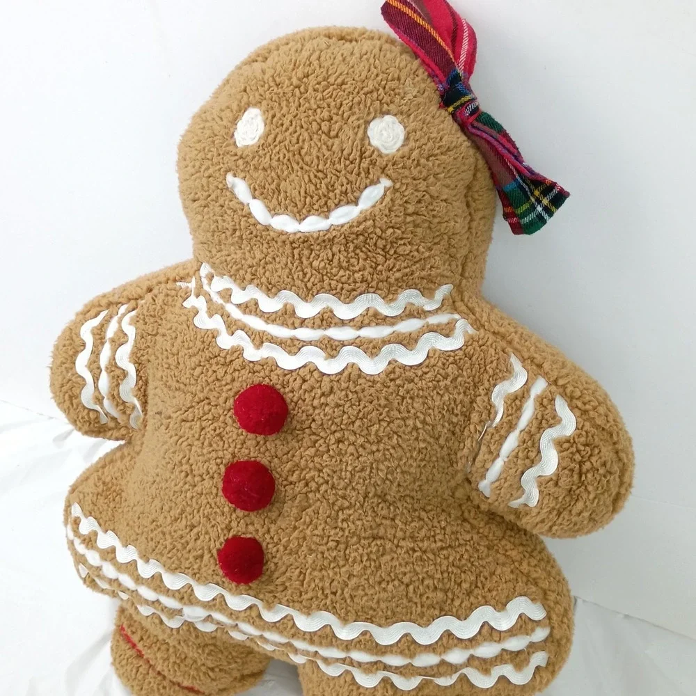 Glory Haus Gingerbread Girl Pillow Christmas Holiday Plush Decor Cute Sweet